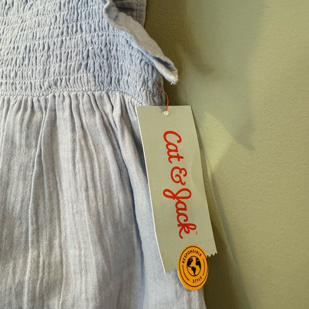 CAT & JACK sky blue dress with smocking - Picture 2 of 8